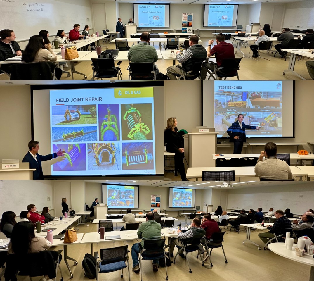 Présentation des solutions innovantes de Courbis Smart Polymers lors d’un Lunch & Learn organisé avec SUBSEA 7 USA pour les équipes d’ingénierie et de design.